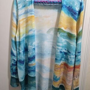Chico's Vibrant Ocean Wave Cardigan